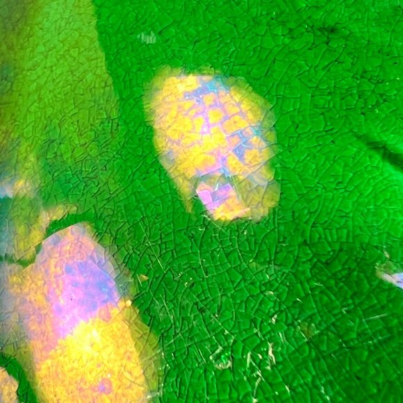 Antique Awaji Pottery Blue White Iris Green Pitcher Awaji Ware Glazed Japan - Picture 13 of 16